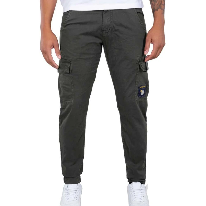 Alpha Industries Mens Petrol Patch Casual Trousers Pants, Greyblack, 32W UK