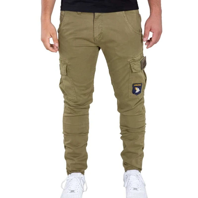 Alpha Industries Mens Petrol Patch Casual Trousers Pants, Olive, 30W UK