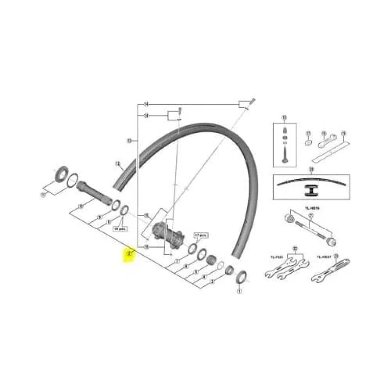 Shimano Spares WH-M8100-TL-F15-B-29 complete hub axle