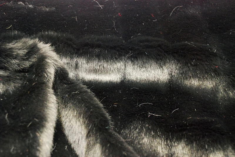 Super Luxury Faux Fur Fabric Material - Plush Black PELT 562, 1Mtr 150cm x 100cm
