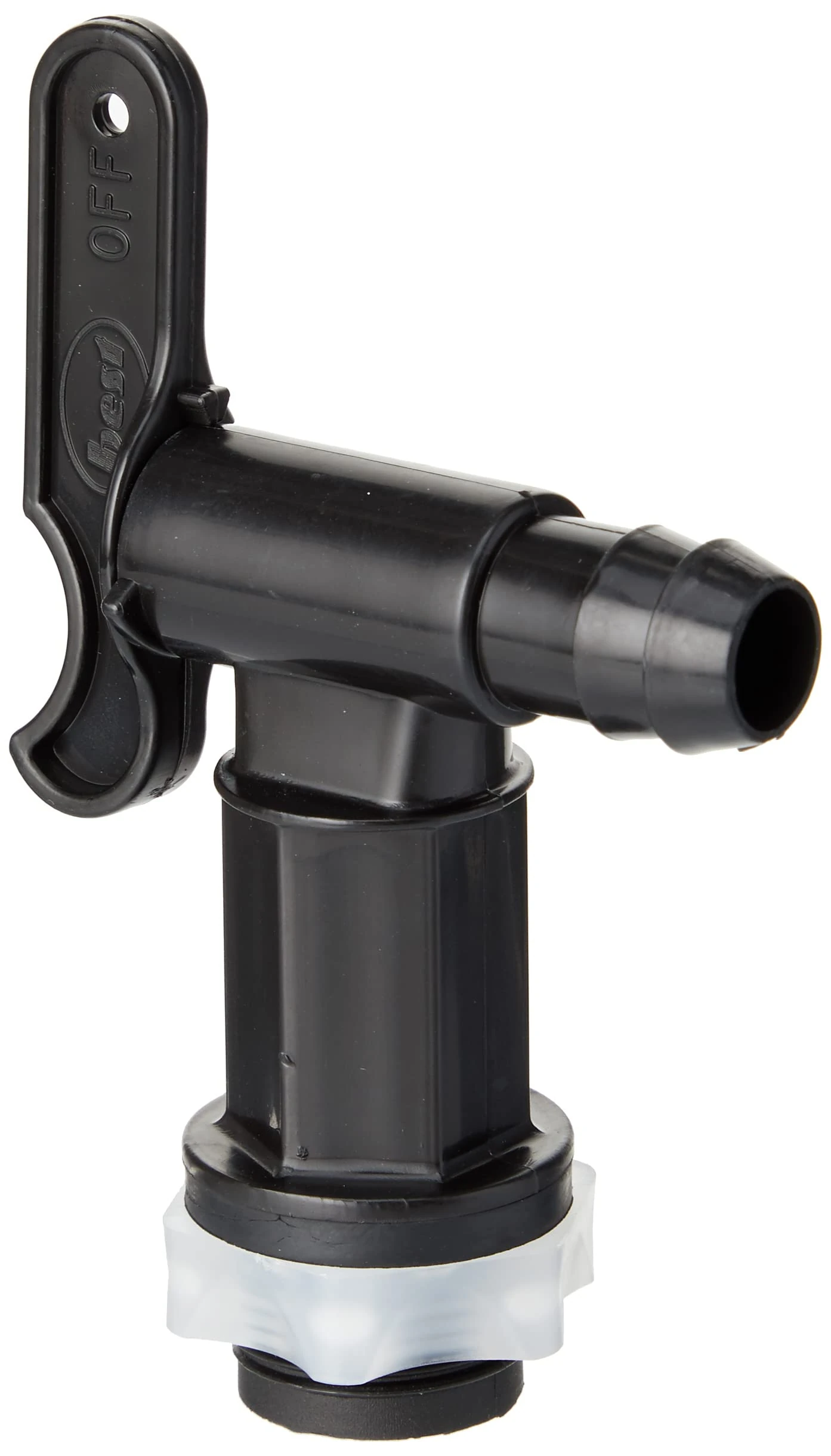 Merriway BH05557 Water Butt Rain Water Collection Barrel Tap with Nut, Black Plastic Push-Fit , White