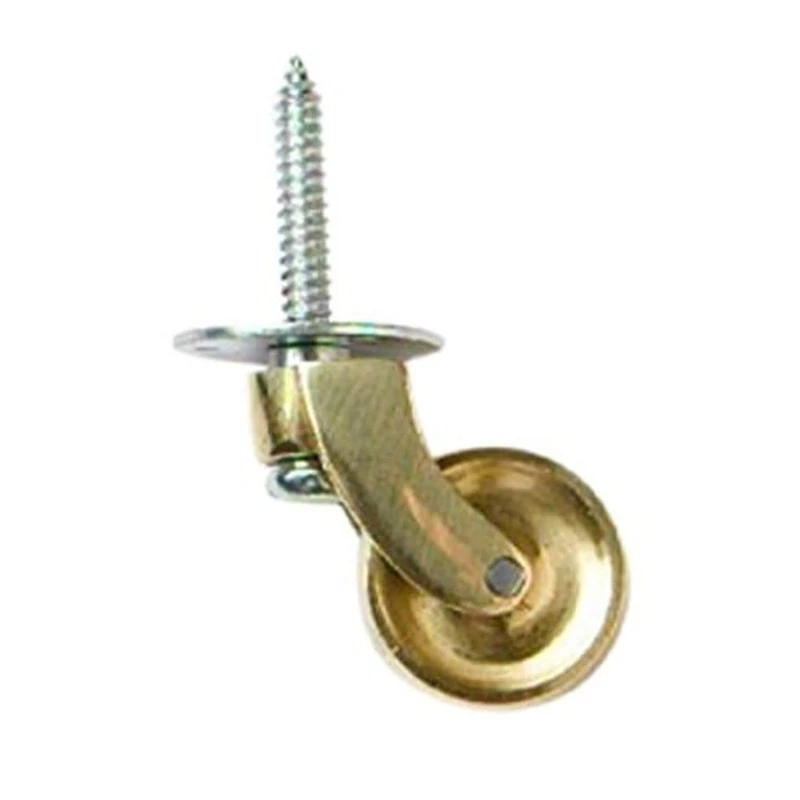 Merriway BH05124 (4 Pcs) Brass Castor Wheel Screw-In Type - Pack of 4 Pieces