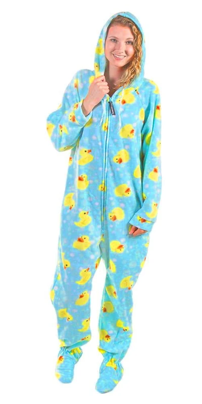 Forever Lazy Footed Adult Onesie - Duckie - XL - Image 1