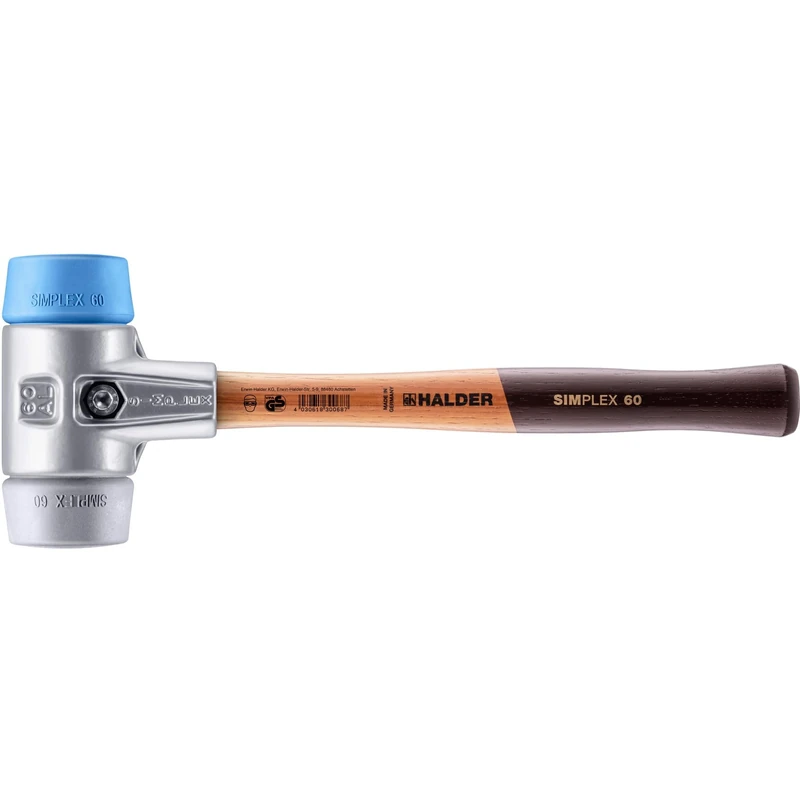 Halder 3113060 "Simplex" TPE-Soft/TPE-Mid Soft-Face Mallet, Multi-Colour, 60 mm