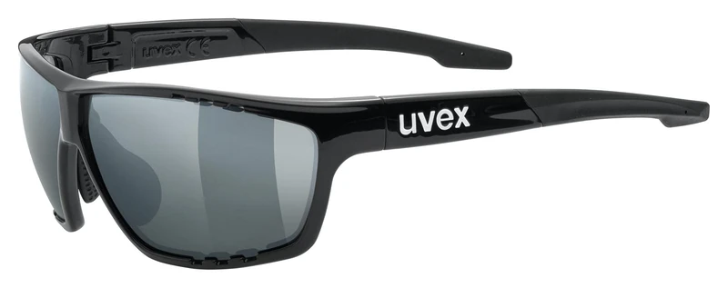 uvex Sportstyle 706 - Sports Sunglasses for Men and Women - Mirrored Lenses - Anti-Fog Technology - Black/Silver - One Size