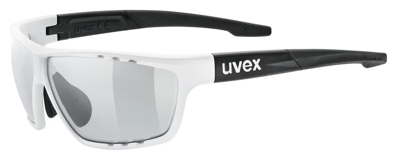 uvex Sportstyle 706 V - Sports Sunglasses for Men and Women - Self-Tinting Lenses - Anti-Fog Technology - White Black Matt/Smoke - One Size