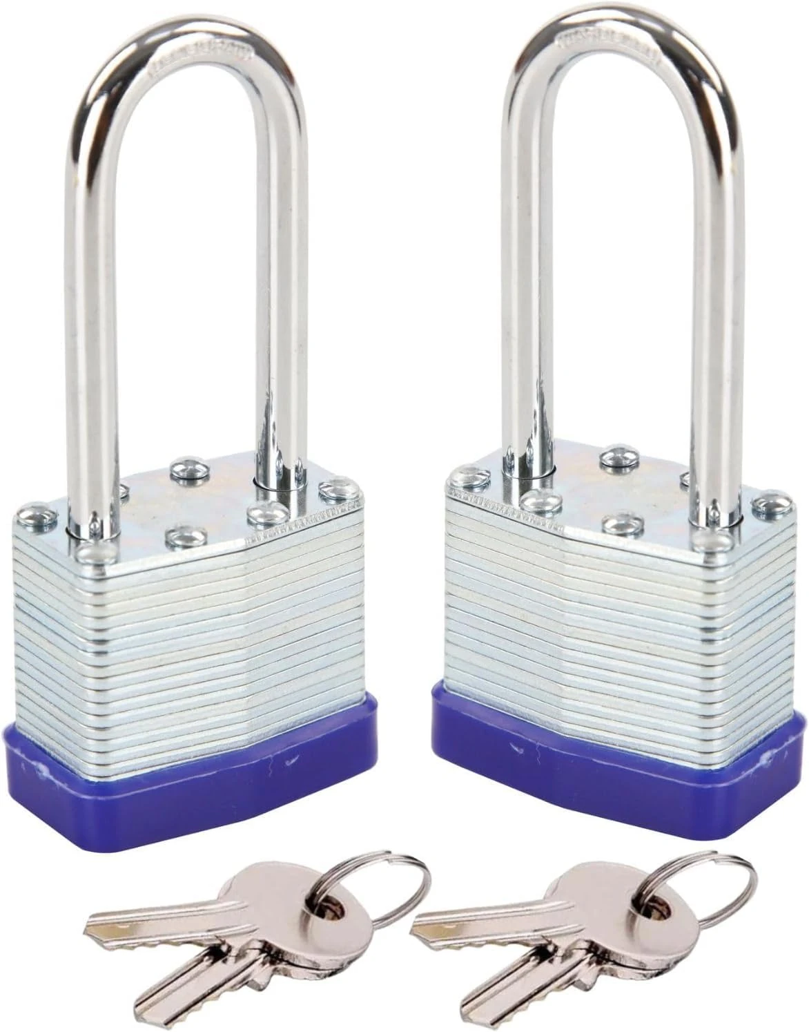 SEPOX® 2Pack Heavy Duty Padlock Keyed Alike, 40MM 1-9/16" Laminated Steel Lock Body, 2-3/8" Extra Long Shackle, Ideal for Gym Locker, Sheds, Gate, Warehouse, Hasp (2 Padlocks with 4 Same Keys)