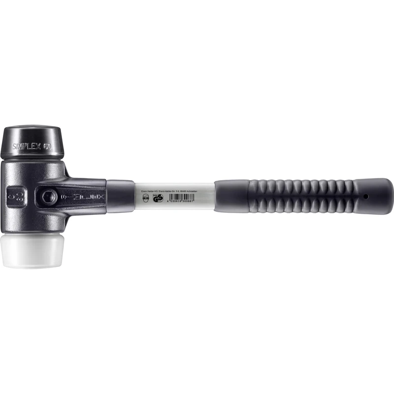 Halder 3727060 Rubber/Superplastic Soft-Face Mallet with Reinforced Cast Steel Housing, Multi-Colour, 60 mm