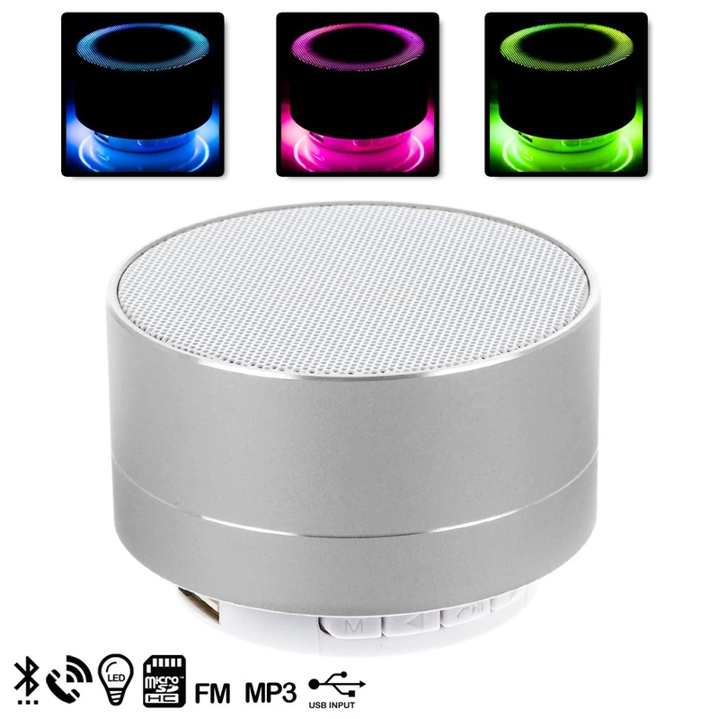 Silica dmt114silver ? Metal Bluetooth Speaker with Hands and LED Light ? Silver - Image 1