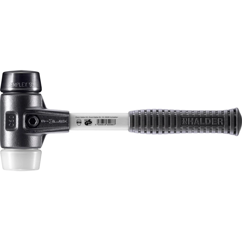 Halder 3727050 Rubber/Superplastic Soft-Face Mallet with Reinforced Cast Steel Housing, Multi-Colour, 50 mm - Image 1