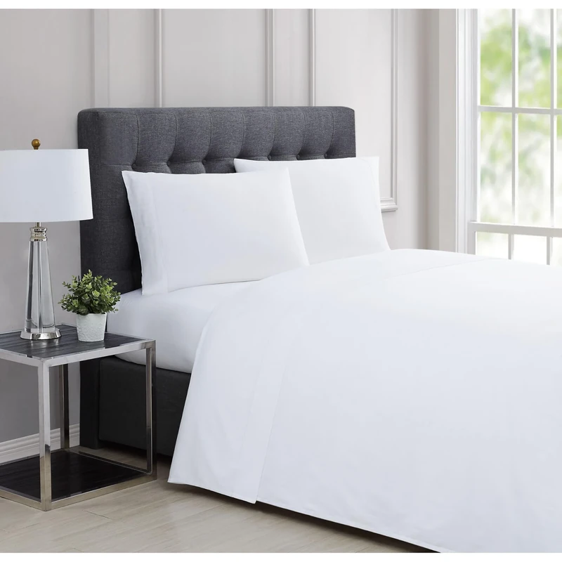 Charisma 310 Thread Count Classic Solid Cotton Sateen California King Sheet Set Bright White