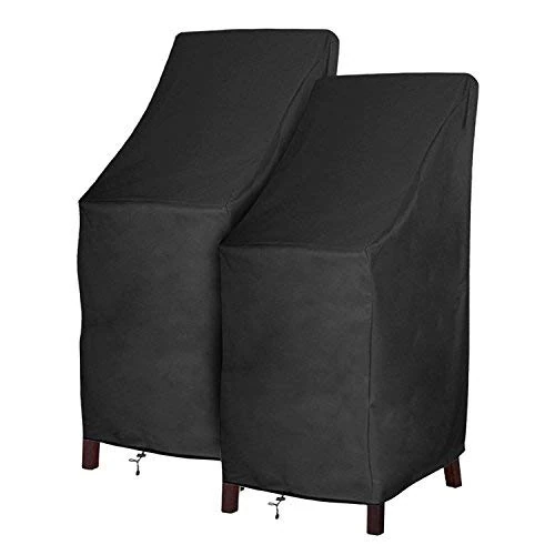 RosieLily Patio Chair Covers Waterproof Durable Outdoor Bar Stool Cover Premium Stairs Cover Stackable Chairs Cover Black Thick Oxford Cloth (L27.5 x D27.5 x H49.2 inch, 2 Pack)