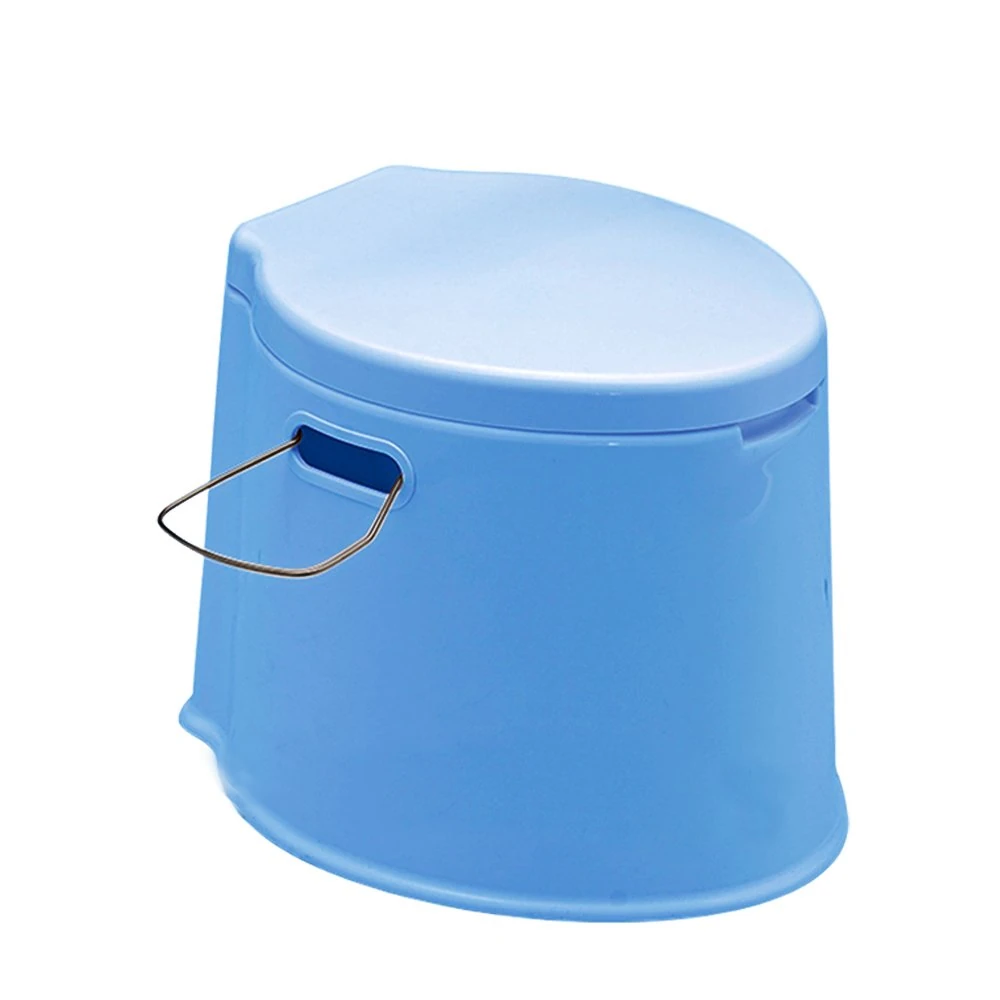 Denny International 6L Large Compact Portable Toilet Potty Loo with Washable Basket and Toilet Roll Holder for Pool Party Camping Caravan Picnic & Festivals