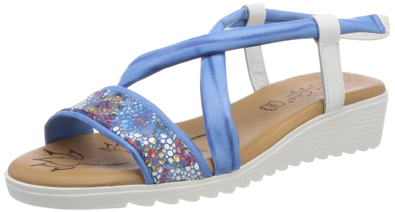 Andrea Conti Women's 0145708 Open Sandals, Multicoloured Azure Combined, 7.5 UK