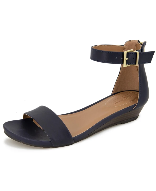 Kenneth Cole REACTION Women's Viber 2 Piece Wedge Sandal, Navy, 7.5 UK