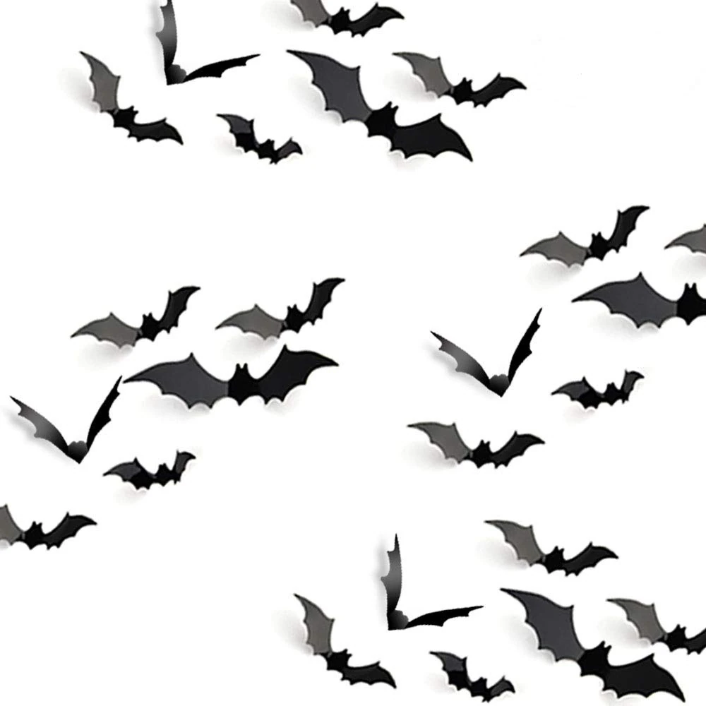 KUUQA Halloween Party Decoration Decal Wall Sticker DIY PVC 3D Decorative Bats 24 Pieces