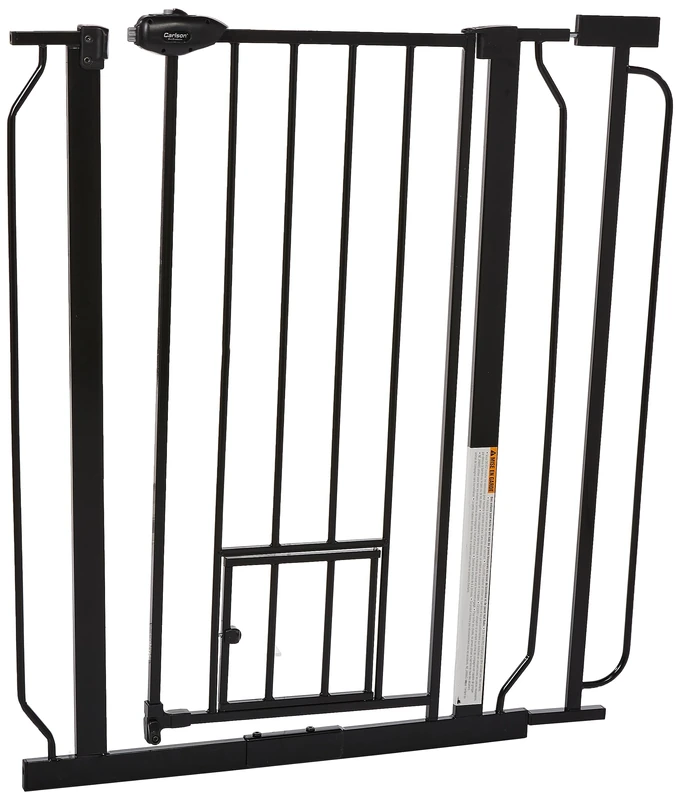 Carlson Pet Products Gate with Pet Door, Black, Extra Tall