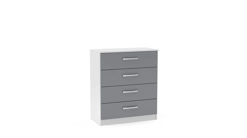 Birlea Lynx 4 Drawer Chest High Gloss, White and Grey