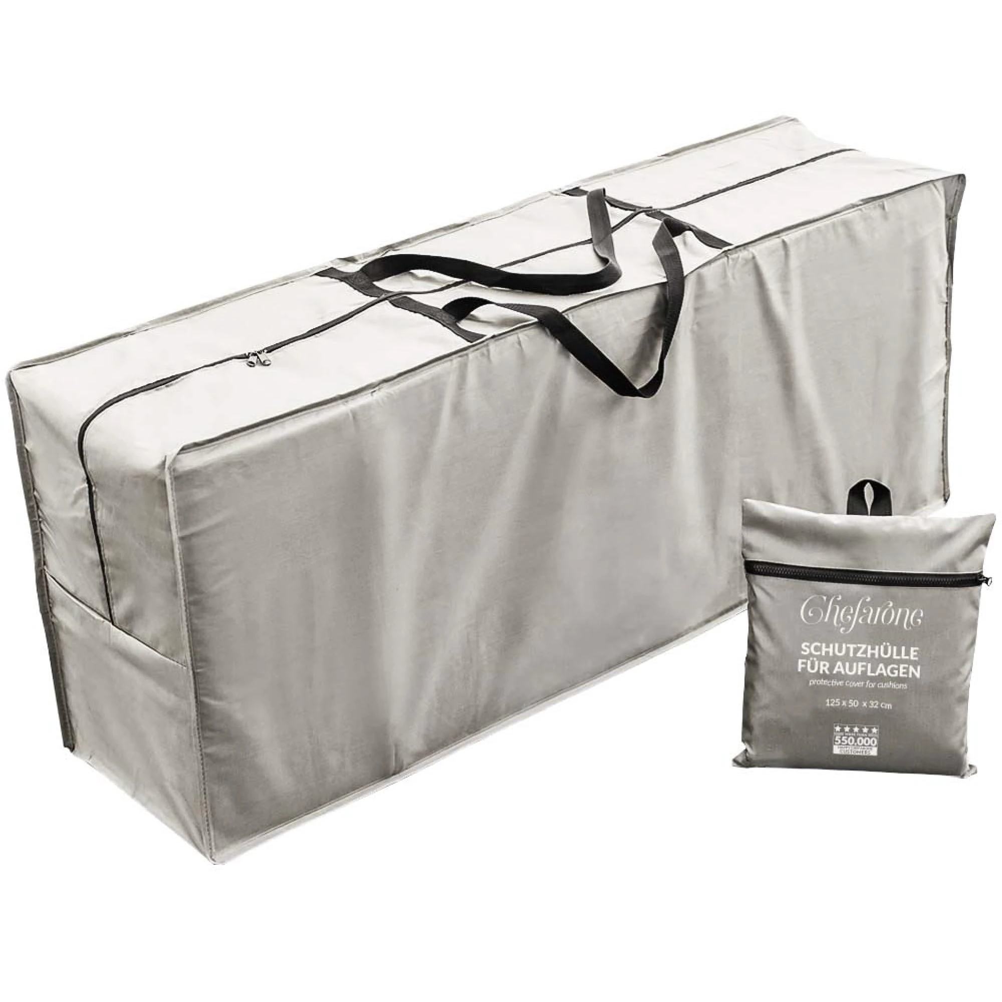 Chefarone Storage Bag for Garden Cushions Protective Cover for Seat Cushions - Waterproof Cushion Bag - Garden Cushion Storage with UV Protection - 120x32x50 cm