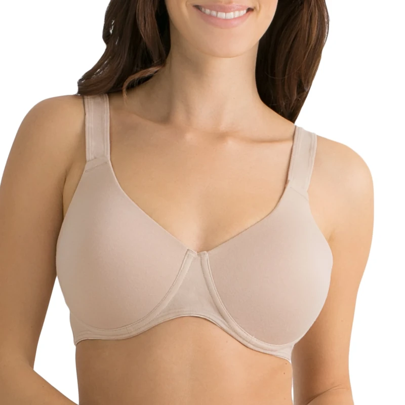 Fruit of the Loom Women's Anti-Gravity Wire-Free Bra, Opaque, Sand, 44D
