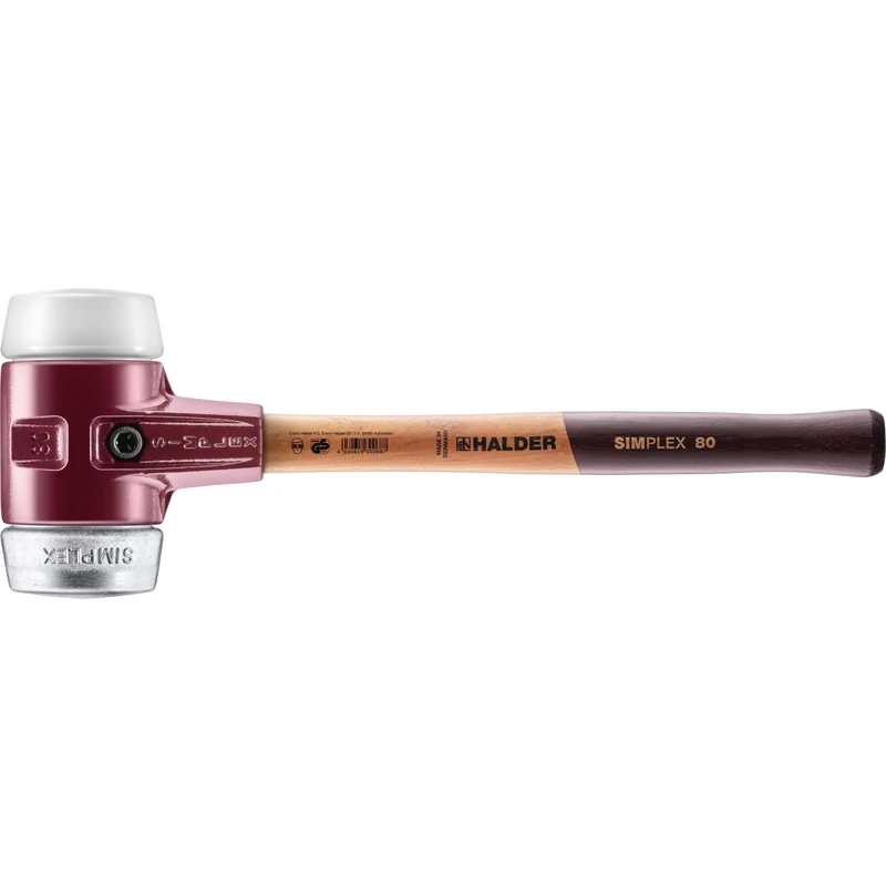 Halder 3079080 "Simplex Soft-Face" Mallet with Cast Steel Superplastic/Soft Metal Housing, Multi-Colour, 80 mm