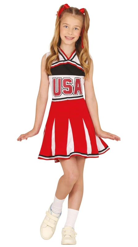 FIESTAS GUIRCA | Adult Cheerleader Fancy Dress Costume (44-46/XL) - Dress for Sports Parties and Celebrations - Ideal for Halloween, Carnival and Fancy Dress Parties - For Adults - Red and White