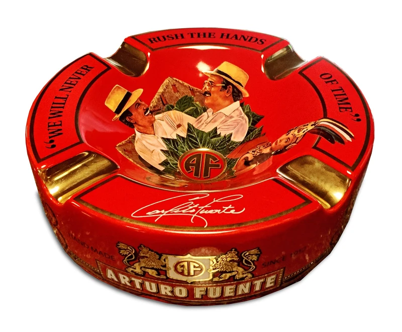 Limited Edition Large 8.75" Arturo Fuente Porcelain Cigar Ashtray Red - Image 1