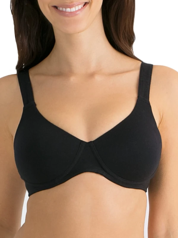 Fruit of The Loom Women's Anti-Gravity Wire-Free Bra, Opaque, Black Hue, 44D