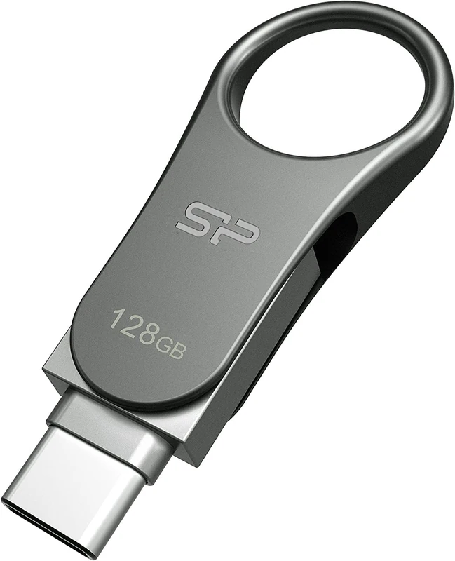 Silicon Power 128GB USB Flash Drive, 360° Swivel Reversible Connector Type C and USB 3.1 . Keychain designed. Water and vibration proof. Data Backup and restore, AES 256-bit encryption - Image 1