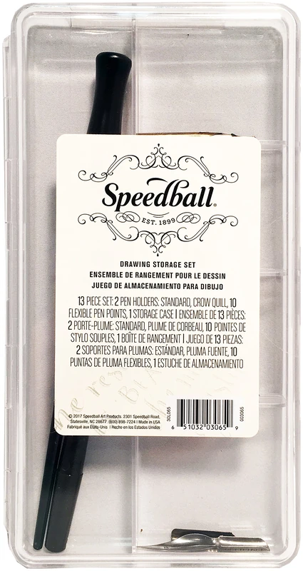 Speedball Drawing Storage Set, Standard, Crow Quill, Pen Holders, Nibs, Calligraphy Gift, Calligraphy, Writing, Lettering, Art, Craft, Artists, Hobbyists, Enthusiasts