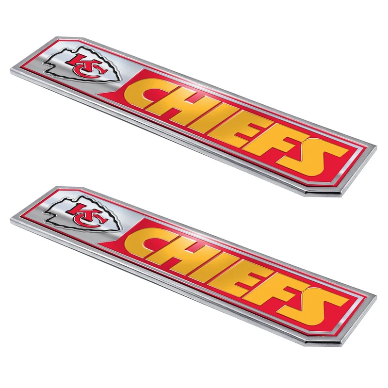 Fanmats NFL - Kansas City Chiefs 2 Piece Heavy Duty Alumnium Truck Emblem Set, Red, 1.75" x 8"