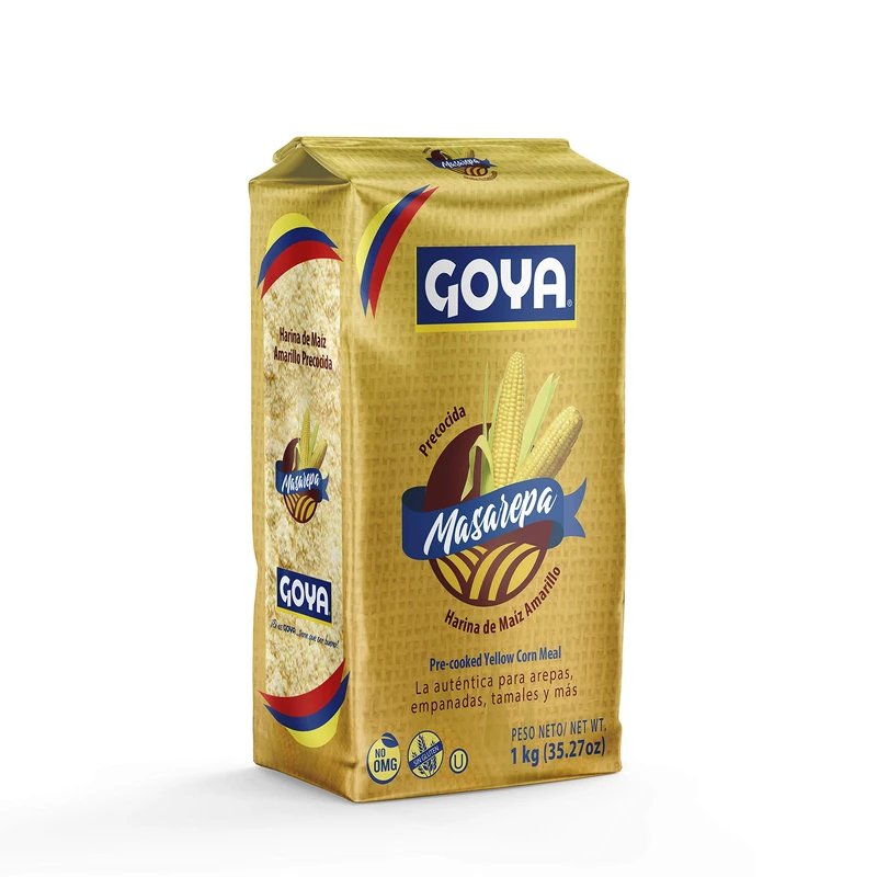 Goya Precooked Yellow Masarepa Corn Meal, 1kg, Gluten Free Perfect for Arepas, Empanadas, Tamales (Pack of 1)
