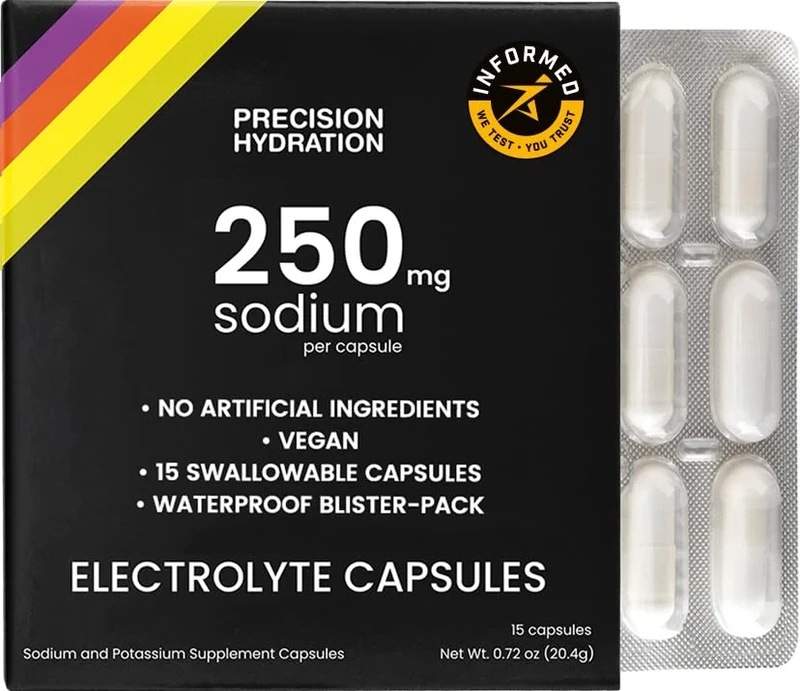 Precision Hydration Electrolyte Capsules - 15 Blister Packed (Waterproof) / Salt Capsules - Combat Cramp - No Artificial Ingredients, Digestion-Friendly Formula - Gluten Free, Vegan Friendly (1-Pack)