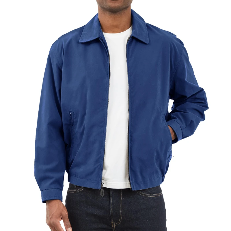 London Fog Men's Auburn Zip-Front Golf Jacket (Regular & Big-Tall Sizes) Cotton Lightweight, Pacific Blue, 3XL