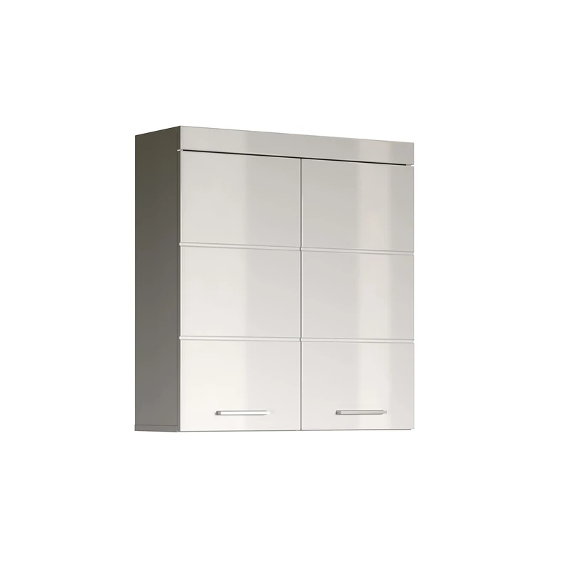 Furnline Bathroom Wall Cabinet With Plenty Of Storage Space, Amanda, White High Gloss, 73 x 77 x 23 cm - Image 1