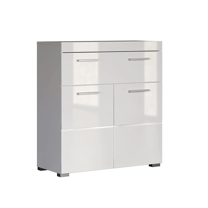 Furnline Bathroom Dresser Cabinet With Plenty Of Storage Space, Amanda, White High Gloss, 73 x 79 x 31 cm 139380501