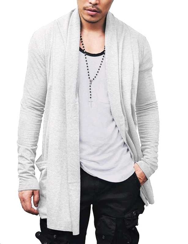COOFANDY Men's Ruffle Shawl Collar Sleeveless Long Cardigan Vest - - - Image 1