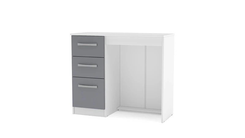 Birlea Lynx 3 Drawer Dressing Table High Gloss, White and Grey