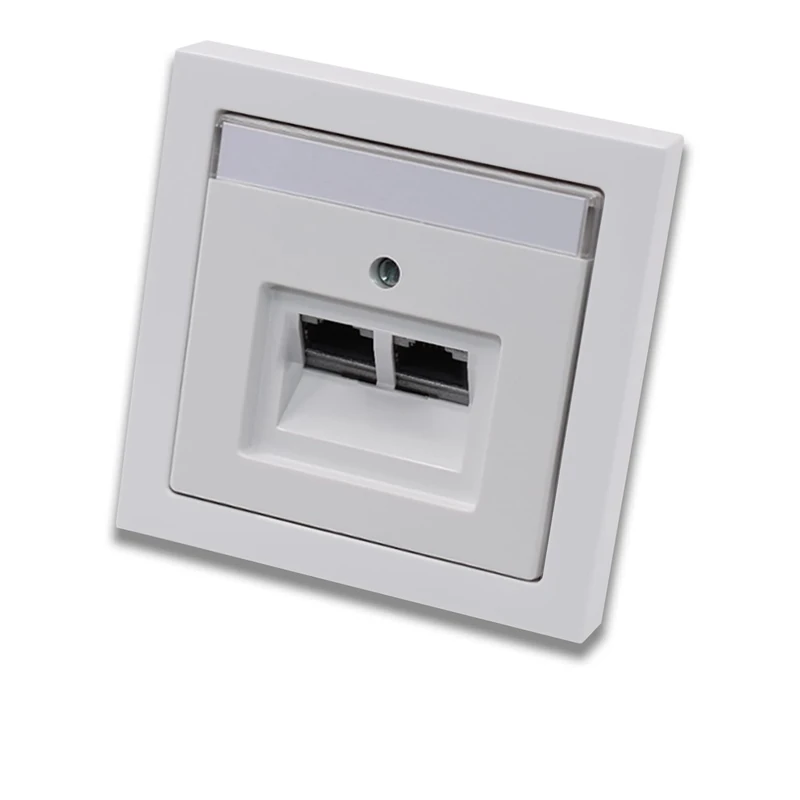 EBROM's BJ Sets BUSCH JÄGER Complete Set / 2 Network Sockets - 2-Way UAE Connection Box Cat.6A Rod Beck + 1 Compartment Frame + Cover - in Busch Jäger Future Linear Studio White