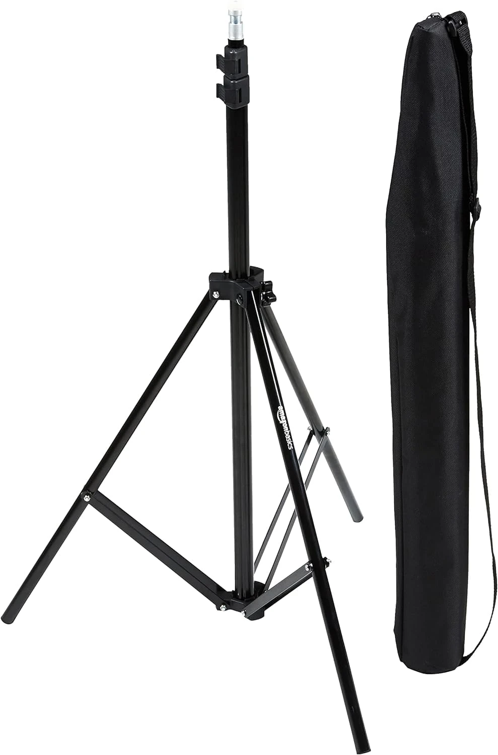 Amazon Basics Aluminum 80"/2.04m Light Stand with Case for Studio and On-Location Photos, 2.69lbs/1.22kg, Max Load 6.98lbs/3.17kg, Adjustable Height, Portable, Compact Storage - Black