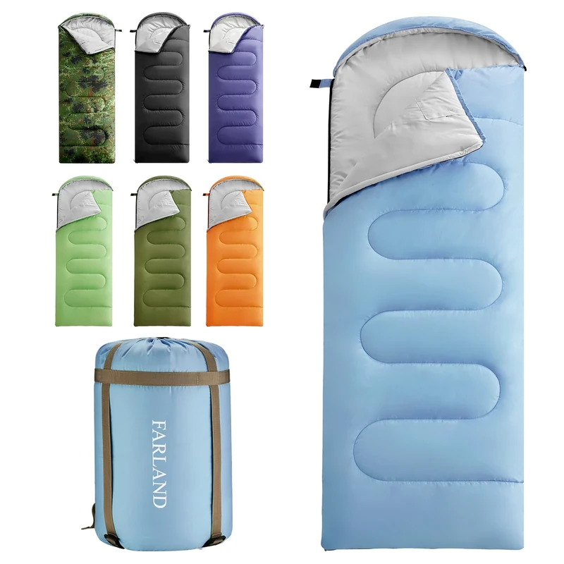 FARLAND Rectangular Sleeping Bag 0 Degree centigrade 20 Degree F,Cold Weather 4 Season for Adults, Youth, Kids, Unisex for Camping, Hiking, Waterproof, Traveling, Backpacking and Outdoors