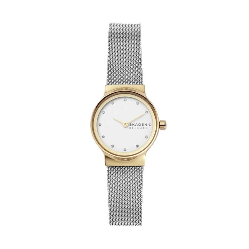 Skagen Watch for Women Freja Lille, Two Hand Movement, 26 mm Gold Stainless Steel Case with a Stainless Steel Mesh Strap, SKW2666