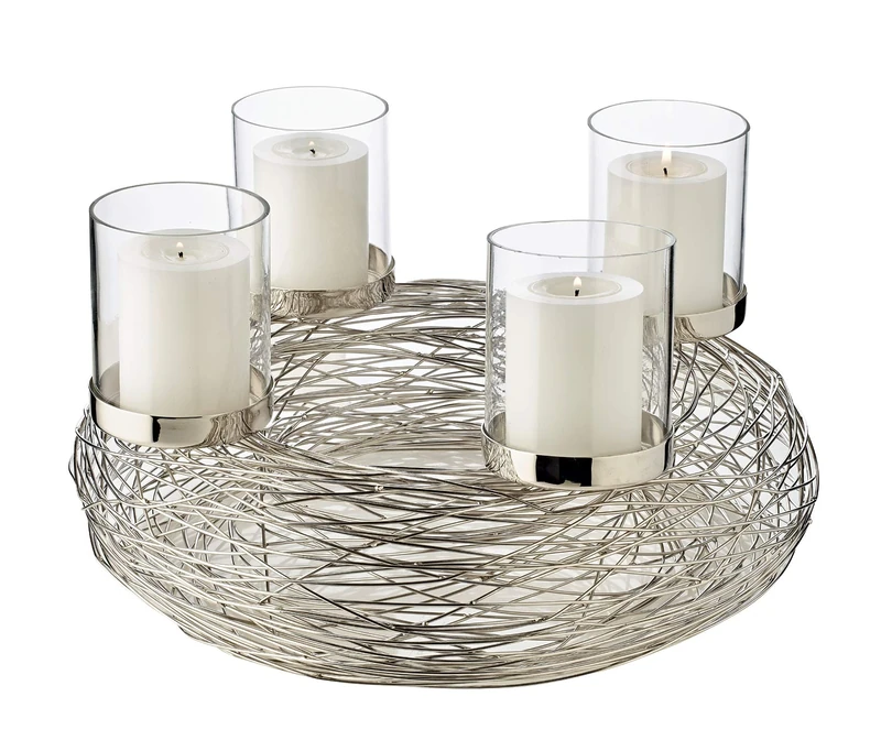 EDZARD Advent Wreath Rimini, Stainless Steel Nickel-Plated, Ø 14,2 in