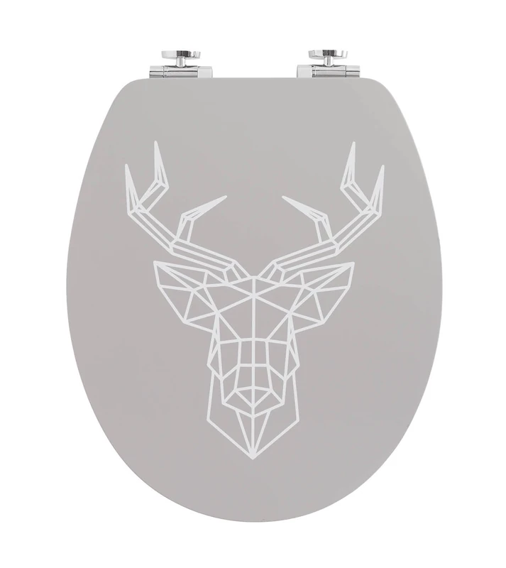 Wirquin 20721956 Toilet Seat Diplomat Deer 100% FSC MDF with Soft Close and Stainless Steel Hinges, U-Shape