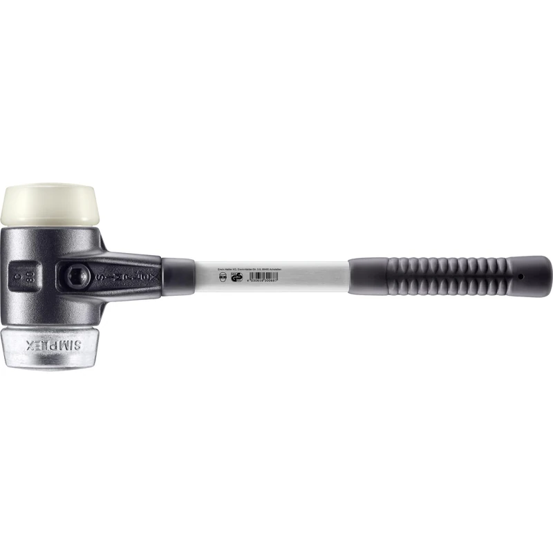 Halder 3789080 Nylon/Soft Metal Mallet with Reinforced Cast Steel Housing, Multi-Colour, 80 mm