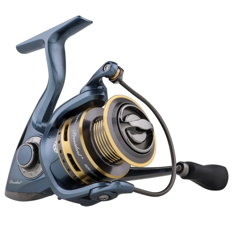 Pflueger President Spinning Reel, Size 40 Fishing Reel, Right/Left Handle Position, Graphite Body and Rotor, Corrosion-Resistant, Aluminum Spool, Front Drag System, Blue