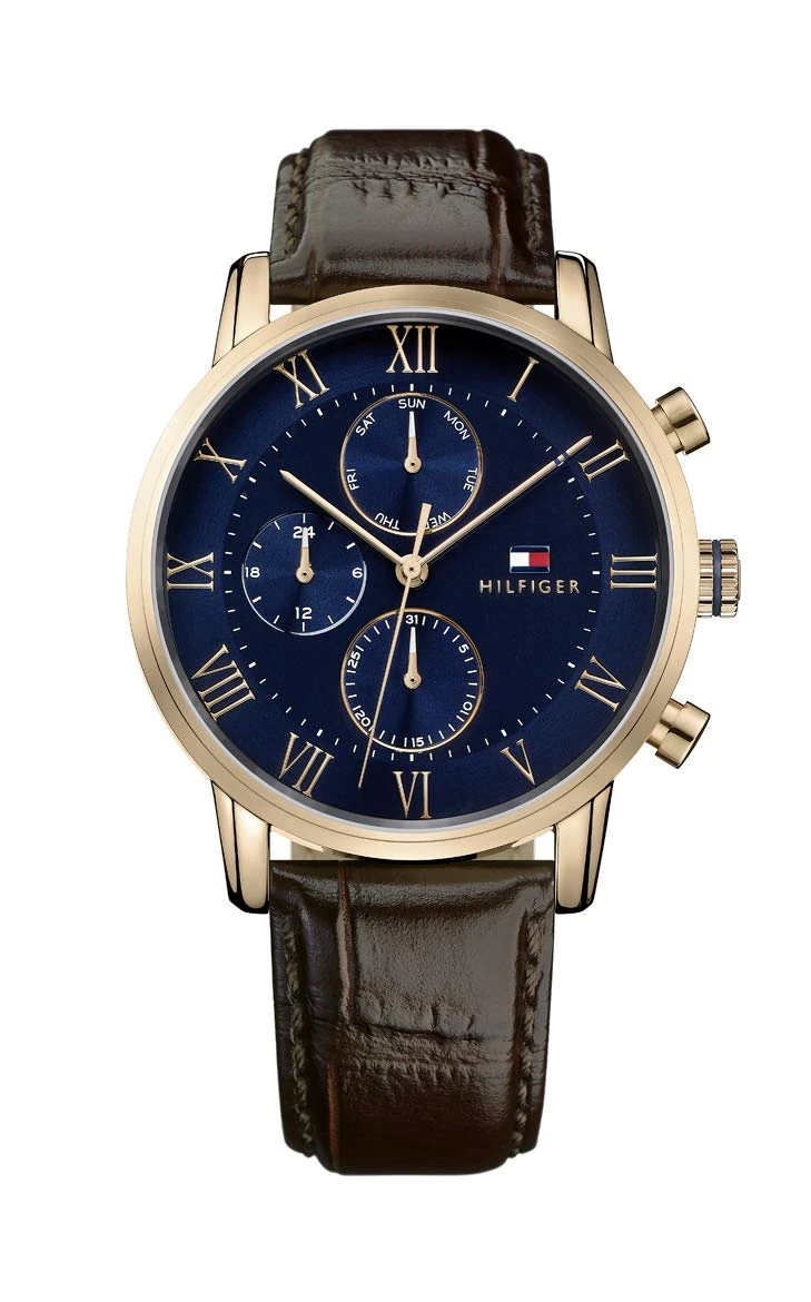 Tommy Hilfiger Analogue Multifunction Quartz Watch for Men with Brown Leather Strap - 1791399