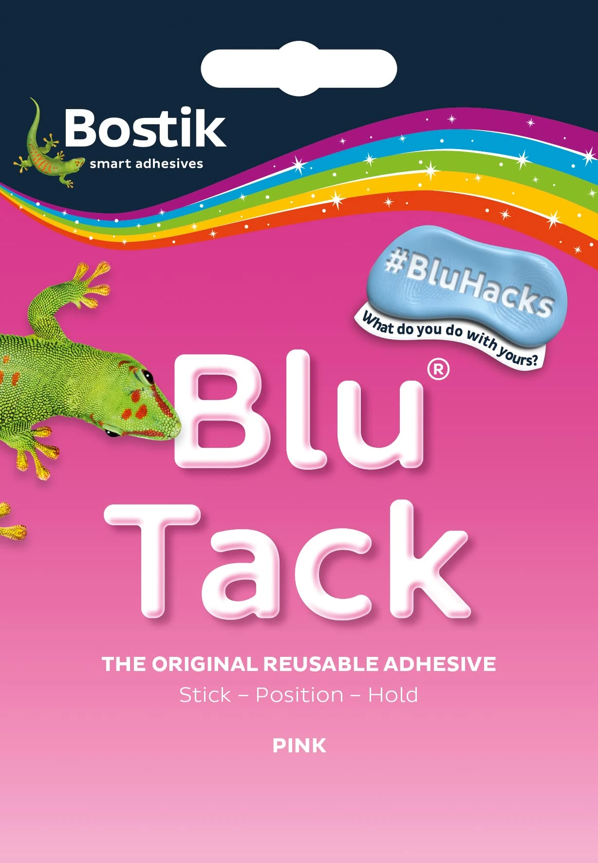 Bostik Blu Tack, Multipurpose Reusable Adhesive, Clean, Safe & Easy to Use, Non-Toxic, Handy Size, Colour: Pink