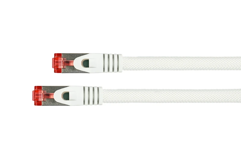 Python Series Ethernet LAN Patch Cable with RNS latch protection and Nylon Mesh white White 30 m