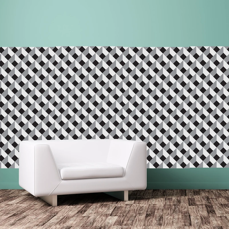 WALPLUS 3D Diamond Pattern Mural Wall Stickers, Vinyl, Multi-Colour, 63.5 x 63.5 x 3 cm